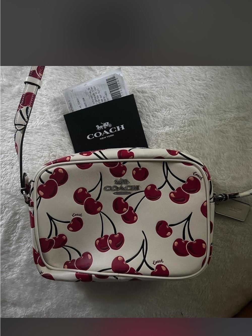 Coach White Cherry Print Crossbody Bag